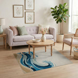 Ocean Waves Shark Starfish Coastal Area Rug