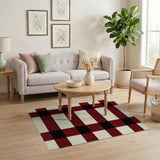 Red Black Buffalo Check Rustic Area Rug