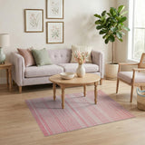 Geometric Modern Pink Blush Pink Horizontal Stripe Area Rug