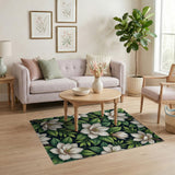 White Magnolia Floral Area Rug