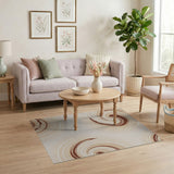 Beige and Neutral Beige Abstract Swirl Area Rug