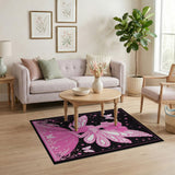 Pink Pixel Fairy Wings Butterflies Area Rug