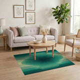 Green Green Wavy Geometric Area Rug
