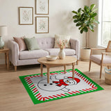 Festive Cartoon Snowman Kids Area Rug