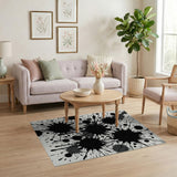 Bold Black Ink Splatter Abstract Area Rug