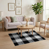 Black White Buffalo Plaid Area Rug