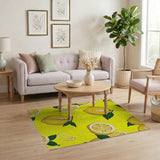 Sunny Lemon Slice Yellow Fruit Pattern Area Rug