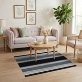 Black and White Geometric Modern Bold Black White Striped Geometric Rug