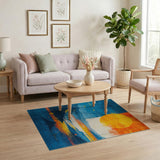 Geometric Sunset Mountain Landscape Rug
