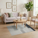 Black and White Modern Grey Block Stripe Area Rug