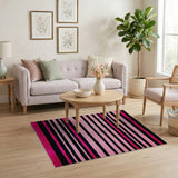Bold Black Pink Striped Area Rug