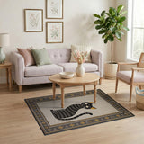 Striped Cat with Sunglasses Area Rug
