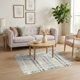 Blue and Teal Distressed Blue Plaid Area Rug