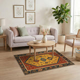 Yellow Red Traditional Persian Area Rug
