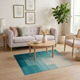 Geometric Modern Teal Blue Geometric Block Area Rug