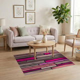 Vibrant Pink Distressed Wood Plank Rug