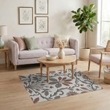 Tan Grey Floral Vine Area Rug