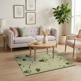 Playful Cartoon Bee Yellow Area Rug