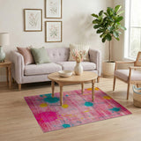 Vibrant Pink Teal Yellow Splatter Abstract Area Rug