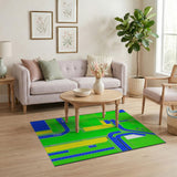 Aerial Highway Interchange Geometric Area Rug