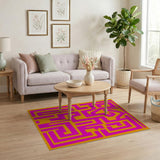Vibrant Pink Orange Maze Labyrinth Rug