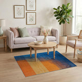 Modern Blue-Orange Halftone Gradient Area Rug