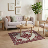 Ornate Red Floral Medallion Area Rug