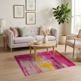 Vibrant Pink Yellow Splatter Abstract Area Rug