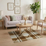 Classic Brown Tan Plaid Check Area Rug