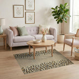 Leopard Print Area Rug with Beige Center Stripe