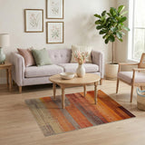 Distressed Orange Striped Area Rug