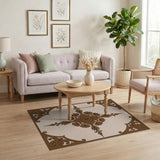 Ornate Brown Floral Persian Medallion Rug