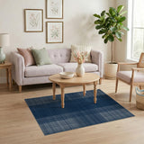 Navy Blue Geometric Plaid Area Rug