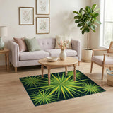Vibrant Lime Starburst Geometric Area Rug