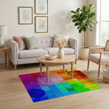 Vibrant Multi-Color Geometric Grid Circle Rug