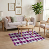 Purple Scottie Dog Plaid Area Rug