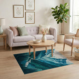 Teal Mountain Valley Peaks Area Rug