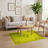 Kids Cartoon Cheerful Yellow Smiley Face Area Rug