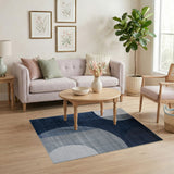 Navy Blue Overlapping Circles Area Rug