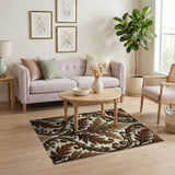 Ornate Golden Leaf Baroque Area Rug