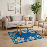 Navy Blue Papercut Cherry Blossom Rug