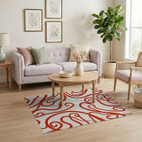 Red Swirl Abstract Abstract Area Area Rug