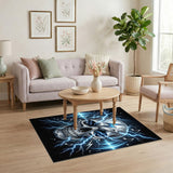 Blue Lightning Skull Area Rug