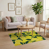 Vibrant Lemon Slice Yellow Fruit Pattern Rug