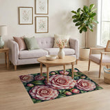 Blush Camellia Blooms Area Rug