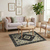 ODIKA Washable Bohemian Tribal Area Rug - Low Pile Non-Slip Diamond Medallion Design