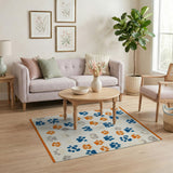 Playful Multi-Color Paw Print Area Rug