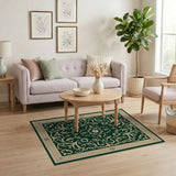 Traditional Persian Green Emerald Green Traditional Persian Floral Rug