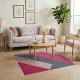 Pink Grey Diagonal Geometric Area Rug