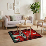 Red Psychedelic Red Mushroom Forest Area Rug